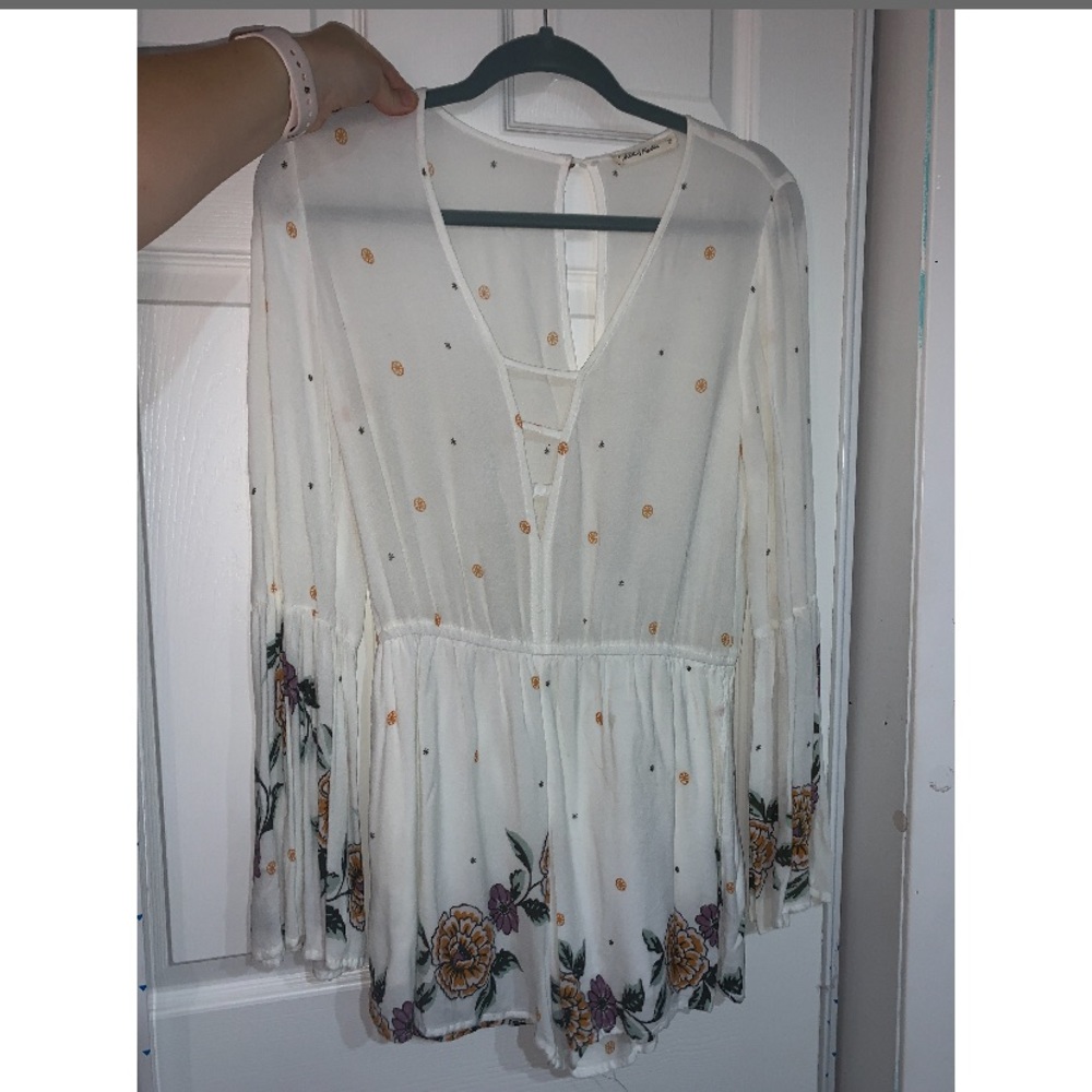 White flowy romper